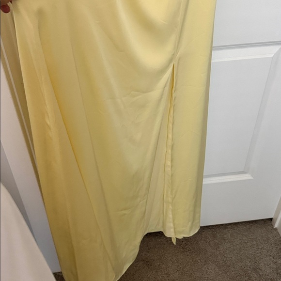 NWT! Birdy Grey One-Shoulder Pale Yellow Bridesmaid Gown - Picture 3 of 5
